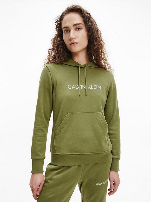 Calvin Klein USA Logo Womens Hoodie Olive 2931405-TM